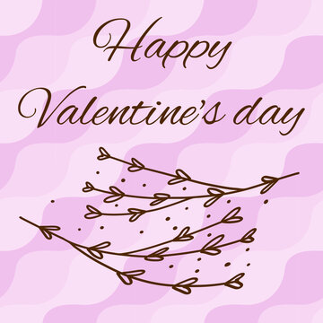 Patern with gentle pink waves and with wishes for happy valentine's day, Great cry