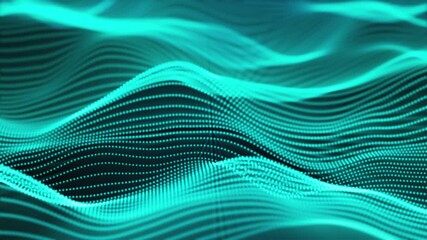 Poster - Computer generated a big data wave of particles. Color striped effect. 3D rendering of a futuristic neon luminous surface