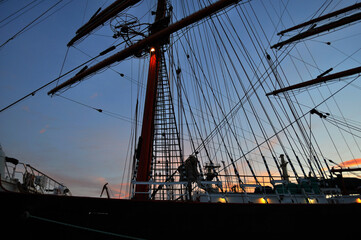 Murmansk, Russia-October 2010: the city of Murmansk. Ship in the port of Murmansk. The four-masted Sedov barque is a training sailboat. Murmansk.