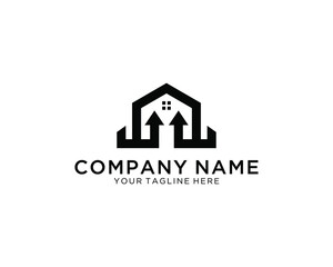 Aufkleber - House Logo Design Vector. Modern Arrow Symbol and building emblem icon for company.