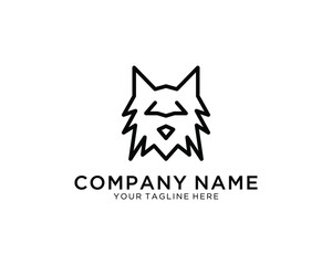 Aufkleber - wolf logo. linear logo, in the form of a wolf.