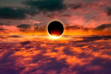 Wall Mural - total solar eclipse , amazing scientific background