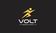 Yellow Decorative Volt lightning bolt people fast logo design template