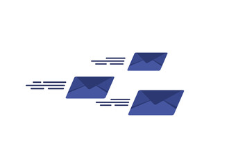 Poster - email sent concept. letter in an envelope. delivered message. mail delivery service. blue icon on wh