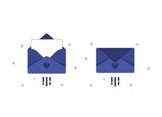 Poster - open and closed envelope icons set on white background. receiving or sending letters. blank postcard