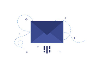 Poster - a letter in a close envelope sent by mail. delivered message. send to email. blue. flat design icon.