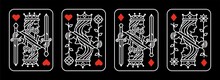 White Red King And Queen Playing Card Vector Illustration Set Of Hearts And Diamonds Royal Card Design Collection On Black Background