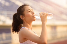 Young Asian Woman Drink Water
