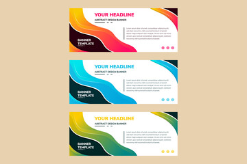 Poster - set of illustration of modern vector design. abstract horizontal layout banners with green, blue, an