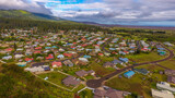 Fototapeta  - Aerial Lanai city, Hawaii. Lāna‘i City is a census-designated place (CDP) on the island of Lāna‘i, in Maui County, Hawai‘i, United States. Lāna‘i City is the island's commercial center. 