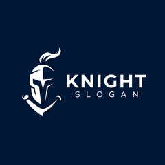 Canvas Print - spartan knight helmet logo design