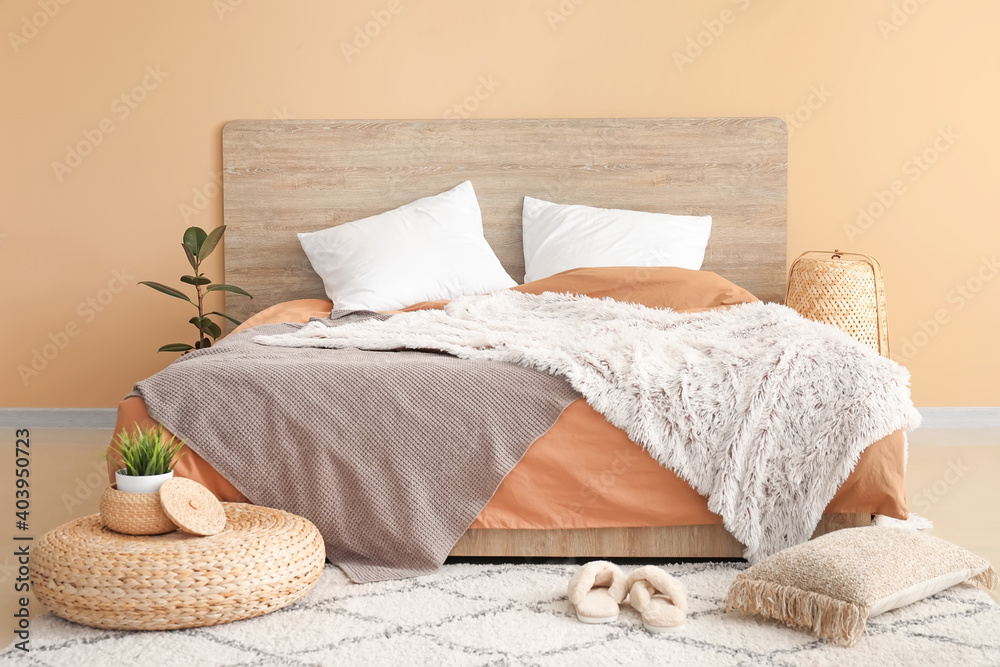 Stylish interior of modern bedroom