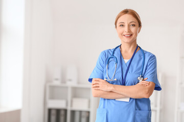 Poster - Portrait of female doctor in clinic