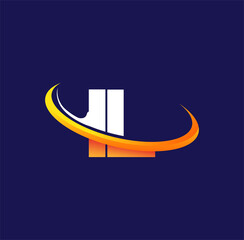 il initial logo company name colored white and orange swoosh design, isolated on dark background. ve