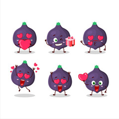 Wall Mural - Fig cartoon character with love cute emoticon