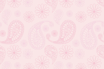 Wall Mural - bright grey paisley pattern background illustration