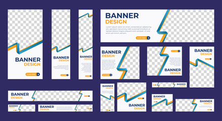 abstract banner design web template set, horizontal header web banner. modern gradient blue cover he