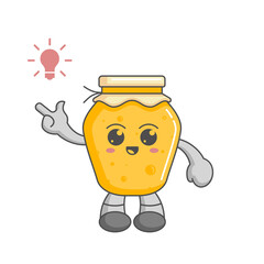 kawaii Honey character cartoon design concept have an idea with lamp icon