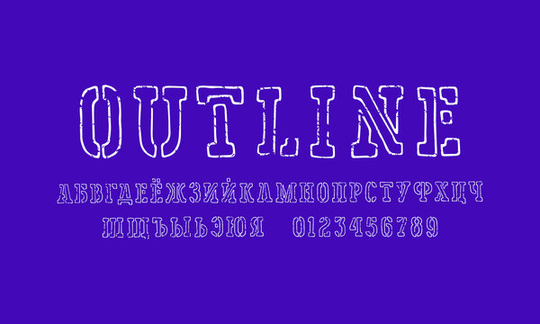 Hollow serif font in the style of handmade graphic