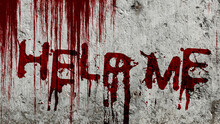Illustration Of The Phrase "HELP ME" Written On The Wall In A Bloody Design