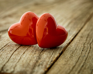 Wall Mural - red heart on the vintage wooden table