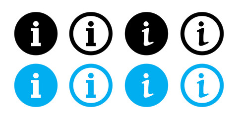 Poster - Information icon.  Vector isolated info icons signs on white background. Black and blue information symbols. Stock vector
