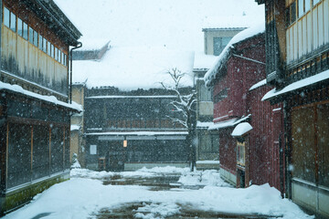 Wall Mural - A snow day in Kanazawa, 2021.