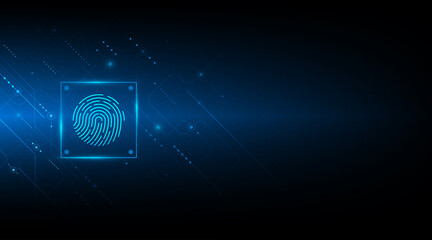 Fototapete - vector abstract security system concept with fingerprint on technology background.