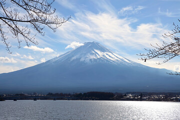 Wall Mural - Lake Kawaguchi with Mt. Fuji in the background in Japan.