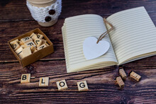 Vintage Look Blogging Photo With Coffee Cup And Notepad 