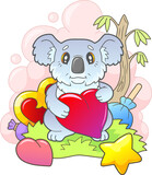 Fototapeta Pokój dzieciecy - little cute koala sitting on the grass, funny illustration