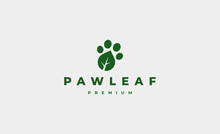 Paw Leaf Foot Print Logo Design Vector Illustration