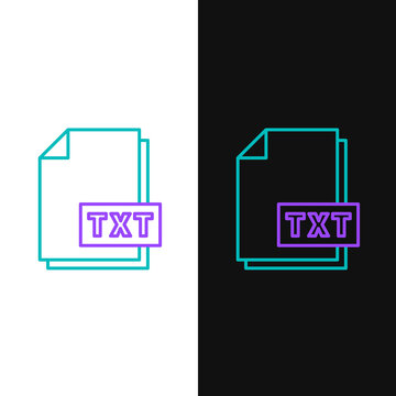 Line TXT file document. Download txt button icon isolated on white and black background. Text file extension symbol. Colorful outline concept. Vector.
