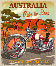 Vintage Australia Motorcycle Poster.