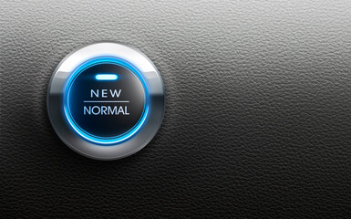 Start button new normal with blue light - 3D illustration