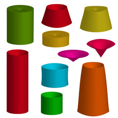 Wall Mural - Three-dimensional geometric shapes. A set of different colored objects. Vector clipart