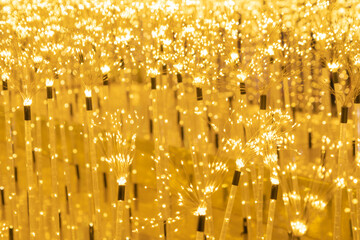 Poster - Yellow lights background. Design decoration for Christmas and New Year event at night.