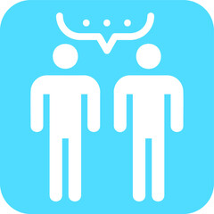 Sticker - Human Communication icon on blue background for websites, presentations and other purposes