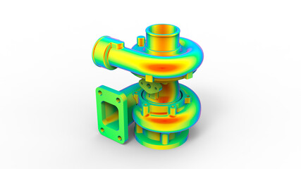 3D rendering - car turbocharger finite element analysis