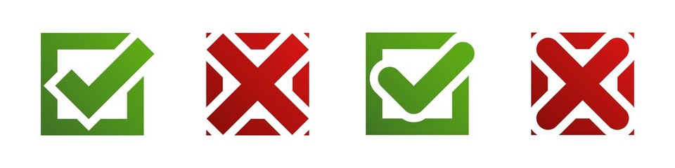 Poster - check mark cross isolated elements. green check mark and red cross in two variants. stock vector.