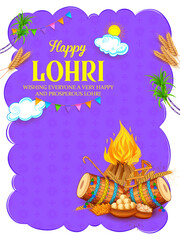 illustration of Happy Lohri holiday background for Punjabi festival