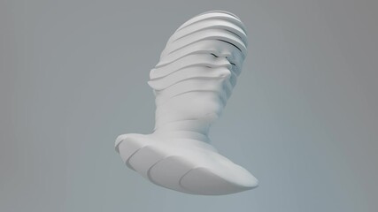 Poster - Loopable animation 3d render of sliced head. Artificial intelligence concept. Abstract  geometric face. 