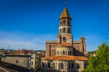 Wall Mural - View of Saint Julien basilica's apse and chapels, a 11th century romanesque church in Brioude, Auvergne (France)