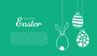 © VectorAsset Hub - Happy Easter. Easter card with hanging garland with easter eggs and rabbit. Vector illustration.