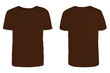 © Alexey - Men's brown dark chocolate blank T-shirt template,from two sides, natural shape on invisible mannequin, for your design mockup for print, isolated on white background..