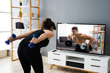 Wall Mural - Online TV Home Fitness Workout