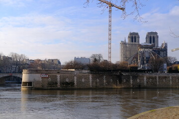 Notre Dame de Paris during reconstruction work on the 2nd january 2021.