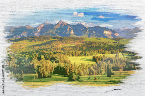 Green valley and Tatra moun...