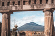 Blick auf den Vesuv in Pompei bei Neapel, Kampanien in Italien