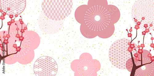 梅 和柄 春 背景 Stock Vector Adobe Stock 梅 和柄 春 背景 Stock Vector Adobe Stock